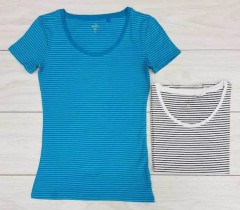 BASIC Ladies 2 Pcs T-Shirt (BLUE - BLACK-WHITE) (XS - S - M - L - XL)
