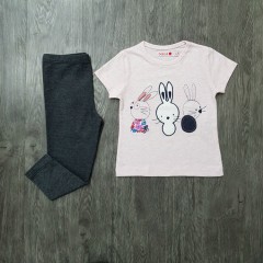 BOBOLI Girls 2 Pcs Pyjama Set (LIGHT PINK - DARK GRAY) (2 to 8 Years)