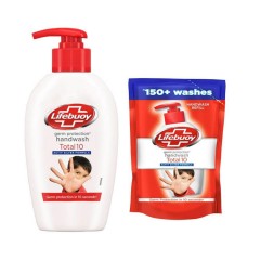 Lifebuoy Total 10 Germ Protection Handwash 190 ml With Refill Pouch 185 ml Free (mos)