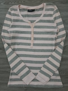 janina Ladies Long Sleeves Button Shirt (PINK-GRAY) (34 to 48)