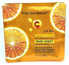 KING LOVE BEAUTY Vitamin C Brightening & Anti-Aging Sheet Mask 30g (Exp: 19.11.2023) (FRH)