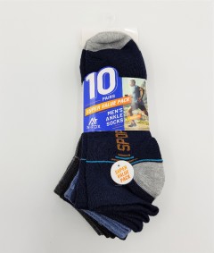 A-FOX Mens Ankle Socks 10 Pcs Pack (RANDOM COLOR) (FREE SIZE)