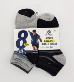 A-FOX Mens Low-Cut Ankle Socks 8 Pcs Pack (RANDOM COLOR) (FREE SIZE)