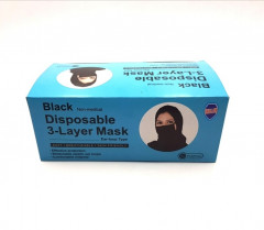 50 Pcs Black Disposable 3-Layer Mask(Ear-Loop Type)