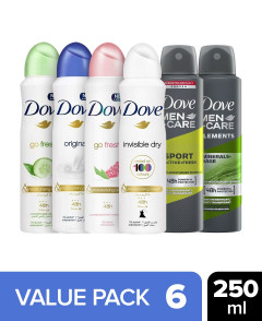 Live Selling 6 Pcs Bundle Dove Original Deodorant Spray 250ml(CARGO)