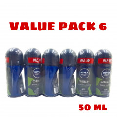 Live Selling 6 Pcs Bundle NIVEA Men Deep Amazonia Anti-perspirant Roll-on Deodorant 50mL (Cargo)